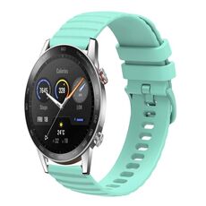 Per Honor Magic Watch 2 46mm 22mm Cinturino in silicone tinta unita con motivo a punti ondulati (verde acqua)