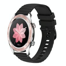 For Honor Watch Dream Cinturino per orologio in silicone tinta unita con motivo a pois ondulato da 22 mm (nero)