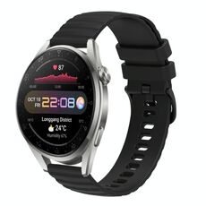 Per Huawei Watch 3 Pro Nuovo cinturino in silicone a tinta unita con motivo a punti ondulati da 22 mm (nero)