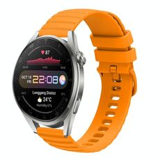 Per Huawei Watch 3 Pro Nuovo cinturino in silicone tinta unita con motivo a pois ondulato da 22 mm (giallo)