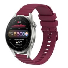Per Huawei Watch 3 Pro Nuovo cinturino in silicone a tinta unita con motivo a punti ondulati da 22 mm (rosso vino)