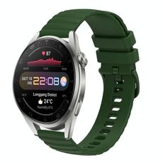 Per Huawei Watch 3 Pro Nuovo cinturino in silicone a tinta unita con motivo a punti ondulati da 22 mm (verde militare)