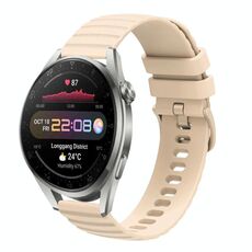 Per Huawei Watch 3 Pro Nuovo cinturino in silicone tinta unita con motivo a pois ondulato da 22 mm (beige)