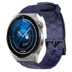 Per Huawei Watch GT3 Pro 43mm 20mm Cinturino in silicone tinta unita con motivo a calcio (blu navy)