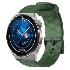 Per Huawei Watch GT3 Pro 43mm 20mm Cinturino in silicone tinta unita con motivo a calcio (verde militare)