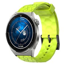 Per Huawei Watch GT3 Pro 43mm 20mm Cinturino in silicone tinta unita con motivo a calcio (verde lime)