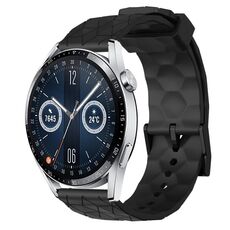 Per Huawei Watch GT3 42mm 20mm Cinturino in silicone tinta unita con motivo a calcio (nero)