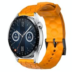 Per Huawei Watch GT3 42mm 20mm Cinturino in silicone tinta unita con motivo a calcio (giallo)