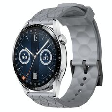 Per Huawei Watch GT3 42mm 20mm Cinturino in silicone a tinta unita con motivo calcio (grigio)