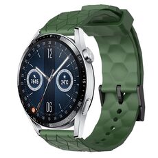 Per Huawei Watch GT3 42mm 20mm Cinturino in silicone tinta unita con motivo a calcio (verde militare)