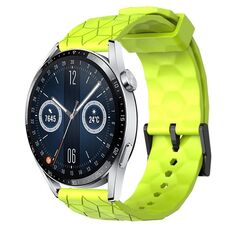 Per Huawei Watch GT3 42mm 20mm Cinturino in silicone tinta unita con motivo a calcio (verde lime)
