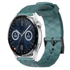 Per Huawei Watch GT3 42mm 20mm Cinturino in silicone tinta unita con motivo a calcio (Rock Cyan)