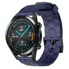 Per Huawei Watch GT2 42mm 20mm Cinturino in silicone tinta unita con motivo a calcio (blu navy)