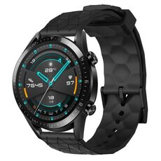 Per Huawei Watch GT2 42mm 20mm Cinturino in silicone tinta unita con motivo a calcio (nero)