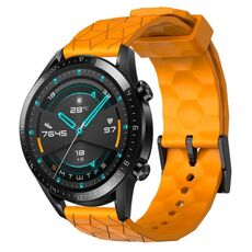 Per Huawei Watch GT2 42mm 20mm Cinturino in silicone tinta unita con motivo a calcio (giallo)