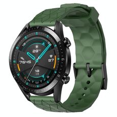 Per Huawei Watch GT2 42mm 20mm Cinturino in silicone tinta unita con motivo a calcio (verde militare)