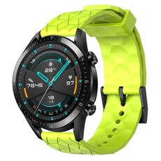 Per Huawei Watch GT2 42mm 20mm Cinturino in silicone a tinta unita con motivo calcio (verde lime)