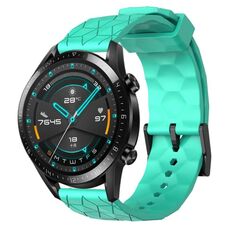 Per Huawei Watch GT2 42mm 20mm Cinturino in silicone tinta unita con motivo a calcio (verde acqua)