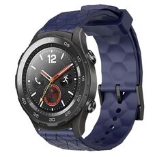 Per Huawei Watch 2 20mm Cinturino per orologio in silicone tinta unita con motivo a calcio (blu navy)