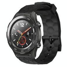Per Huawei Watch 2 20mm Cinturino per orologio in silicone tinta unita con motivo a calcio (nero)