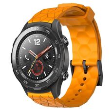 Per Huawei Watch 2 20mm Cinturino in silicone tinta unita con motivo a calcio (giallo)