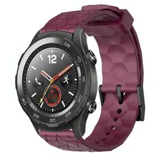 Per Huawei Watch 2 20mm Cinturino in silicone tinta unita con motivo a calcio (vino rosso)