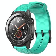 Per Huawei Watch 2 20mm Cinturino per orologio in silicone tinta unita con motivo a calcio (verde acqua)