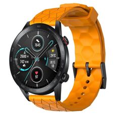 Per Honor MagicWatch2 42mm 20mm Cinturino per orologio in silicone tinta unita con motivo a calcio (giallo)