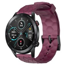 Per Honor MagicWatch2 42mm 20mm Cinturino per orologio in silicone tinta unita con motivo a calcio (rosso vino)