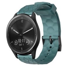 Per Garmin Vivomove Sport 20mm Cinturino per orologio in silicone tinta unita con motivo a calcio (Rock Cyan)