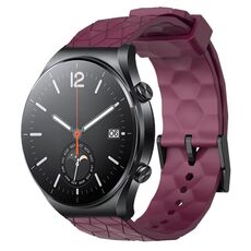 Per Xiaomi MI Watch S1 22mm Cinturino per orologio in silicone tinta unita con motivo a calcio (rosso vino)