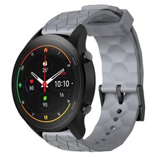 Per Xiaomi MI Watch S1 Pro 22mm Cinturino per orologio in silicone tinta unita con motivo a calcio (grigio)