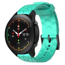 Per Xiaomi MI Watch S1 Pro 22mm Cinturino in silicone tinta unita con motivo a calcio (verde acqua)
