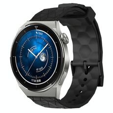 Per Huawei Watch GT3 Pro 46mm 22mm Cinturino in silicone tinta unita con motivo a calcio (nero)