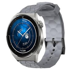 Per Huawei Watch GT3 Pro 46mm 22mm Cinturino in silicone tinta unita con motivo a calcio (grigio)