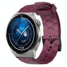 Per Huawei Watch GT3 Pro 46mm 22mm Cinturino in silicone tinta unita con motivo a calcio (rosso vino)
