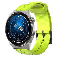 Per Huawei Watch GT3 Pro 46mm 22mm Cinturino in silicone tinta unita con motivo a calcio (verde lime)