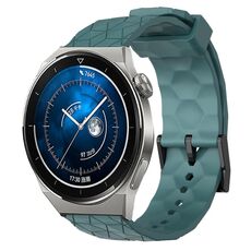 Per Huawei Watch GT3 Pro 46mm 22mm Cinturino in silicone tinta unita con motivo a calcio (Rock Cyan)