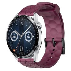 Per Huawei Watch GT3 46mm 22mm Cinturino in silicone tinta unita modello calcio (vino rosso)