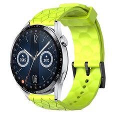 Per Huawei Watch GT3 46mm 22mm Cinturino in silicone a tinta unita con motivo calcio (verde lime)
