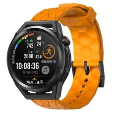 Per Huawei Watch GT Runner 22mm Cinturino per orologio in silicone tinta unita con motivo a calcio (giallo)