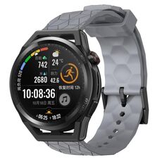 Per Huawei Watch GT Runner 22mm Cinturino in silicone tinta unita con motivo a calcio (grigio)