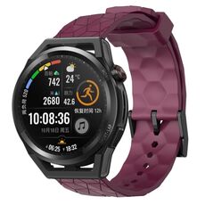 Per Huawei Watch GT Runner 22mm Cinturino in silicone tinta unita con motivo a calcio (vino rosso)