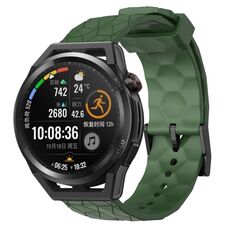 Per Huawei Watch GT Runner 22mm Cinturino in silicone tinta unita con motivo a calcio (verde militare)