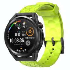 Per Huawei Watch GT Runner 22mm Cinturino in silicone a tinta unita con motivo calcio (verde lime)