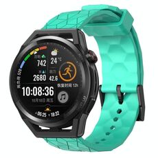 Per Huawei Watch GT Runner 22mm Cinturino per orologio in silicone tinta unita con motivo a calcio (verde acqua)