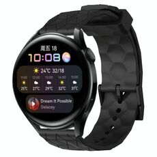 Per Huawei Watch 3 22mm Cinturino in silicone tinta unita con motivo a calcio (nero)