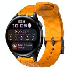 Per Huawei Watch 3 22mm Cinturino in silicone tinta unita con motivo a calcio (giallo)