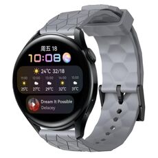 Per Huawei Watch 3 22mm Cinturino in silicone tinta unita con motivo a calcio (grigio)