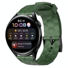 Per Huawei Watch 3 22mm Cinturino in silicone tinta unita con motivo a calcio (verde militare)